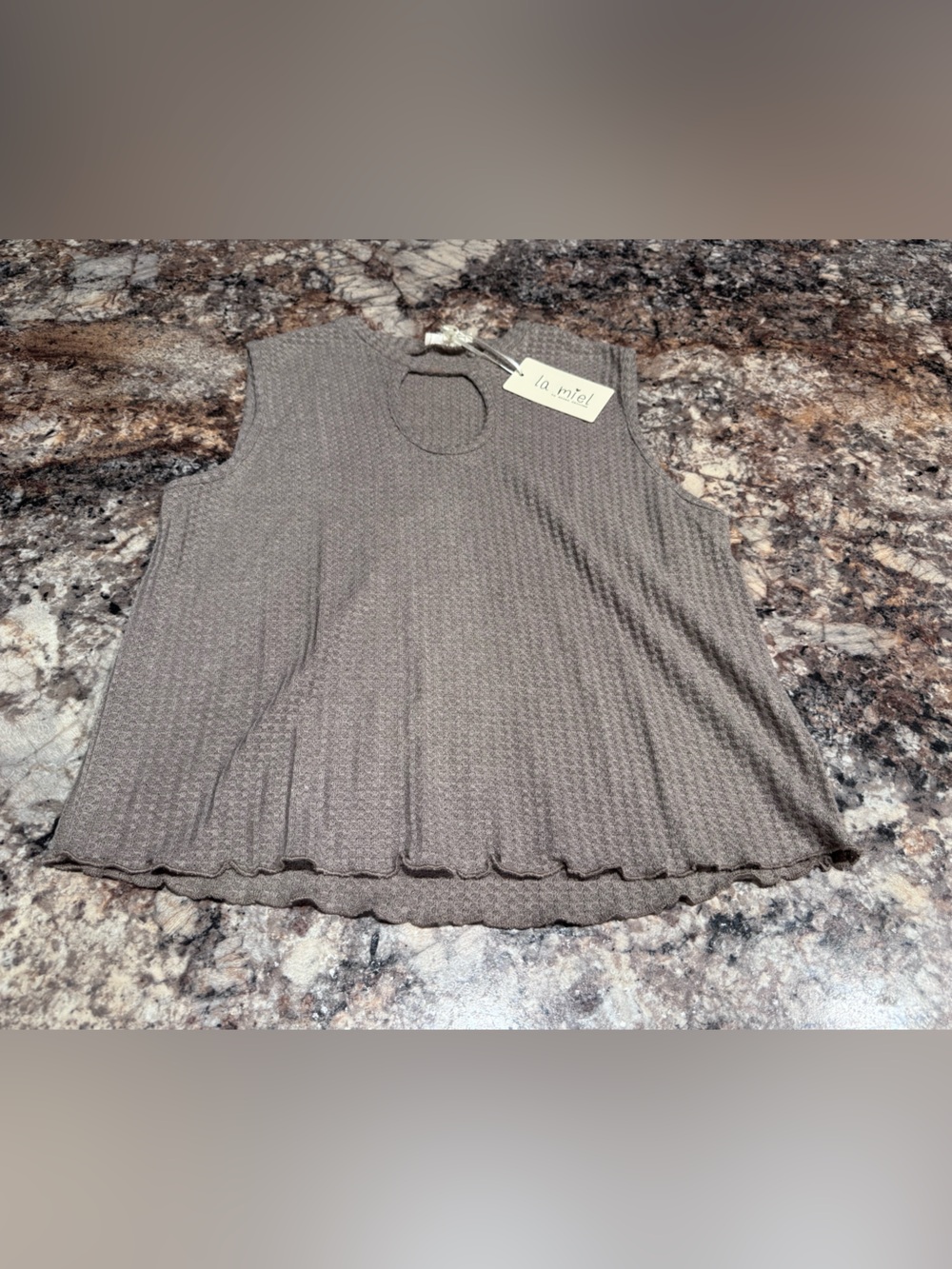 La Miel Women's Sleeveless Knit Tank Top in Taupe